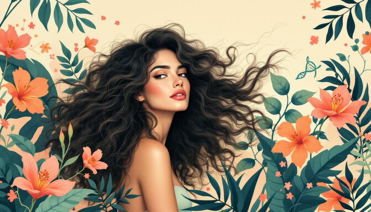 Illustration showing common causes of hair loss including genetics, stress, and hormonal changes