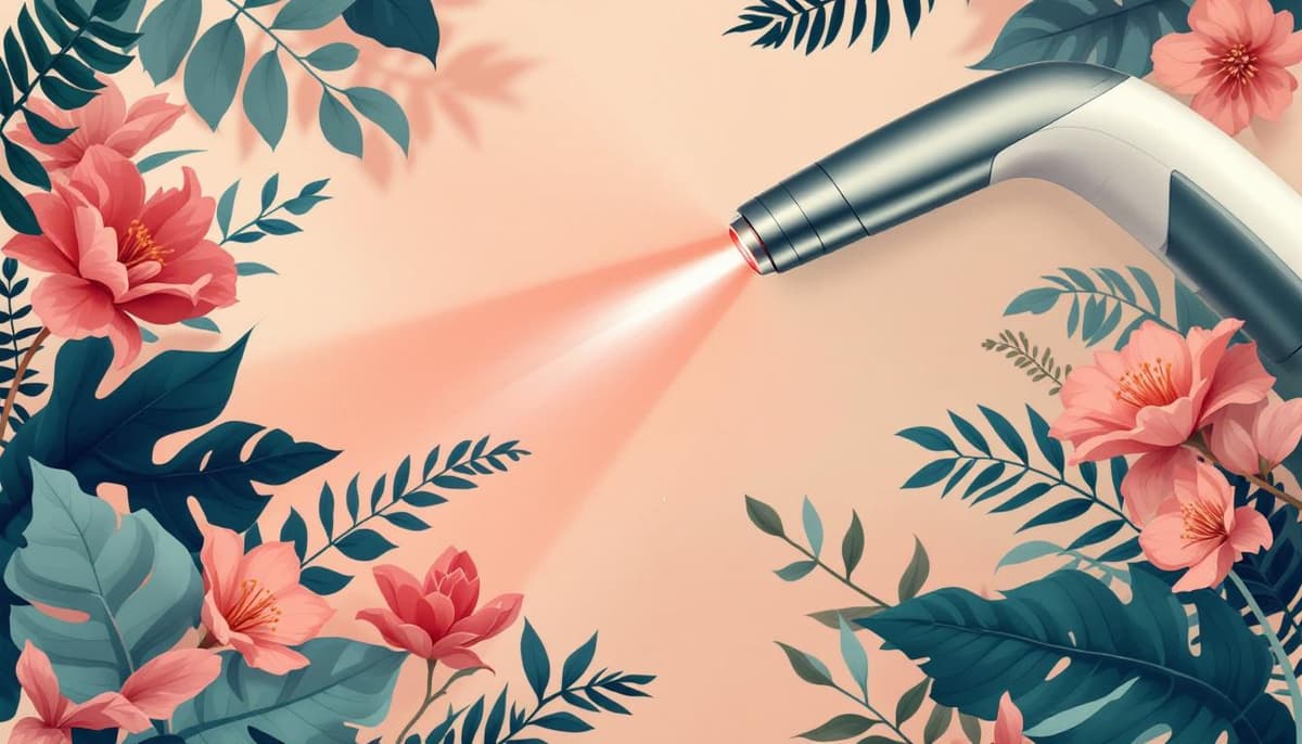 Close-up illustration of low-level laser light wavelengths penetrating the scalp to reach hair follicle cells