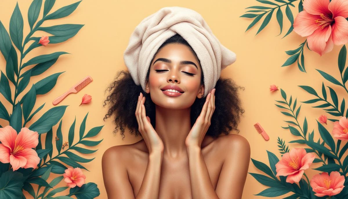 Woman following a gentle scalp care routine after a professional hair restoration treatment