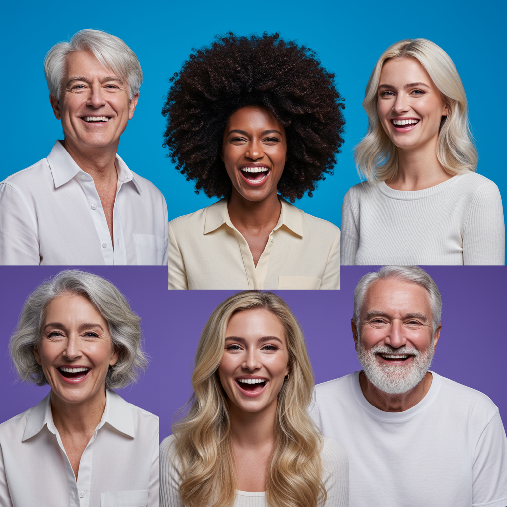 Diverse group of confident people with healthy hair showcasing successful LLLT hair restoration results